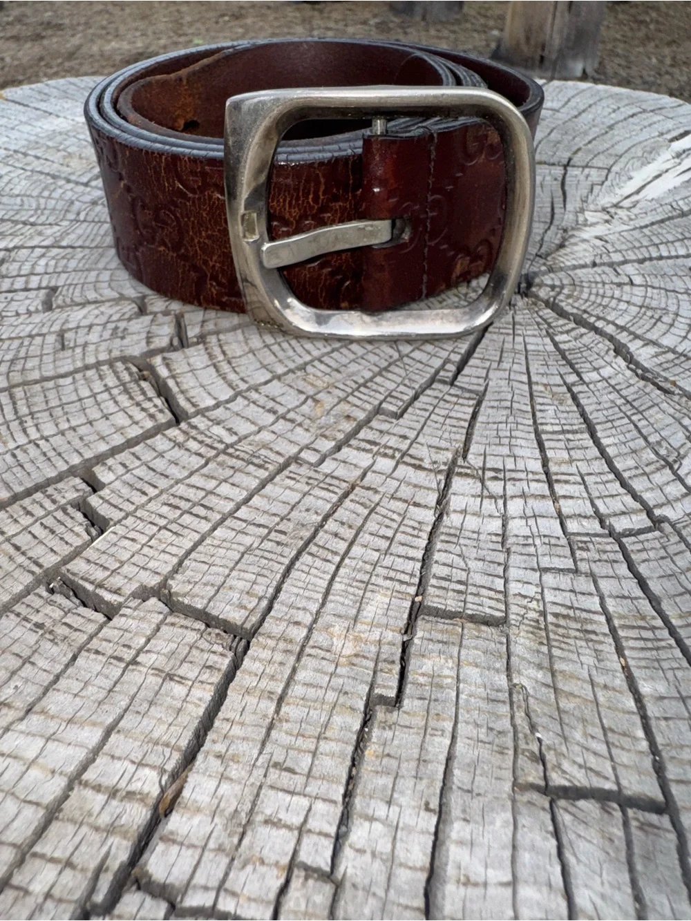 Gucci Brown Leather Belt with Silver-Tone Buckle